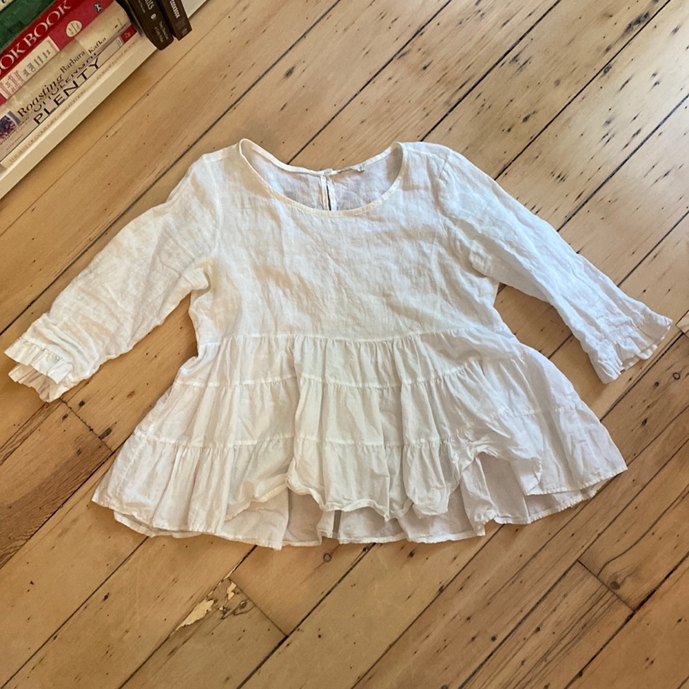Italian Linen/ Cotton Flowy Top, cropped